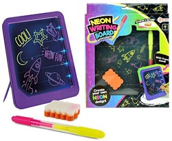 Neon glow schrijfbord met stift+spons 21x26cm
