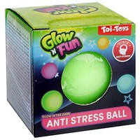 GLOW N FUN Anti stressbal 6cm Glow in the Dark 4 assorti in display (12) -3